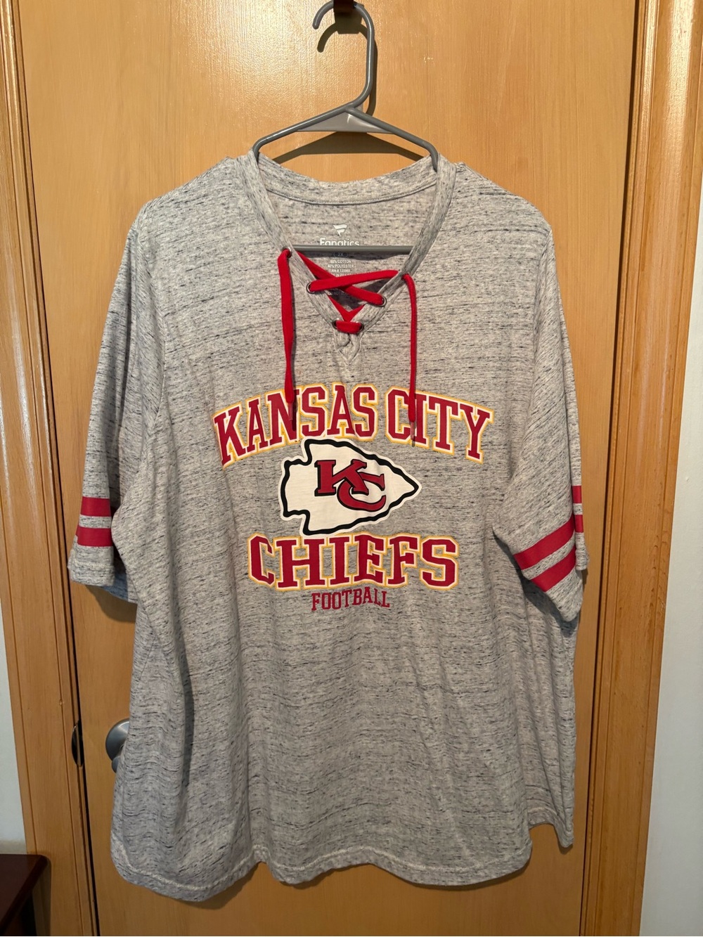 Women's Fanatics Heather Charcoal Kansas City Chiefs Plus 2X Lace-Up T-Shirt